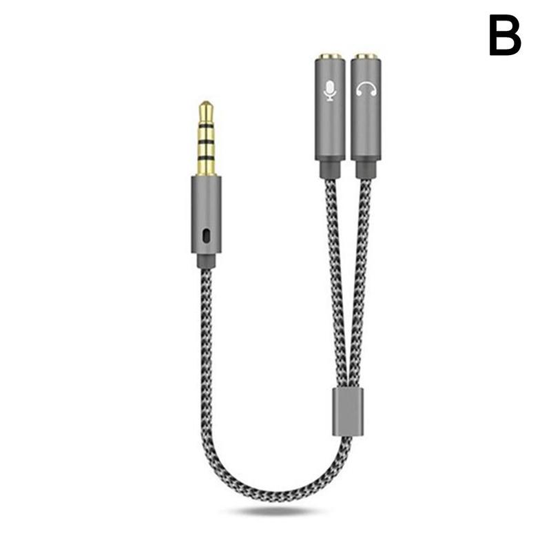 Mobile phone/computer 1-to-2 headphone splitter with 3.5mm jack audio adapter for couples, karaoke microphone